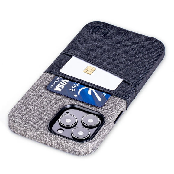 Dockem iPhone 13 Pro Max Luxe M2 Wallet Card Case with Built-in Metal Plate [Black/Grey]
