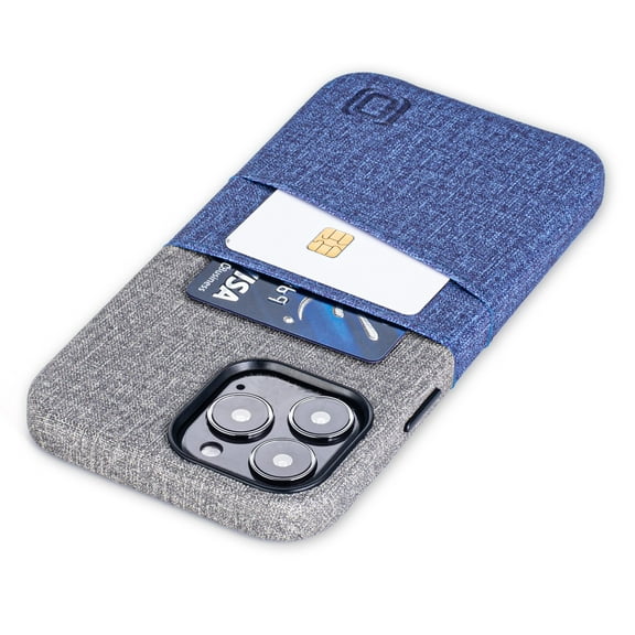 Dockem iPhone 13 Pro Max Luxe M2 Wallet Card Case with Built-in Metal Plate [Blue/Grey]