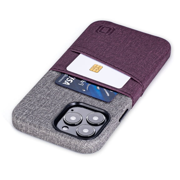 Dockem iPhone 13 Pro Max Luxe M2 Wallet Card Case with Built-in Metal Plate [Maroon/Grey]