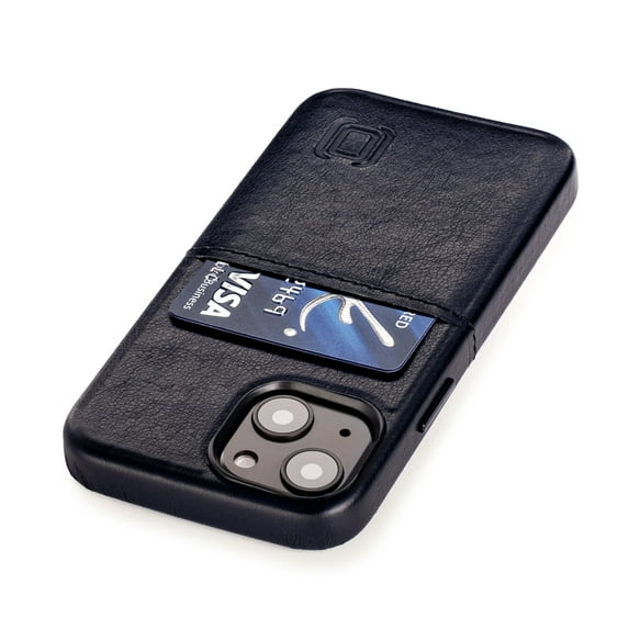 Dockem iPhone 13 mini Exec M1 Card Case; Built-in Metal Plate, 1 Lay-Flat Card Slot, Premium Synthetic Leather, Black