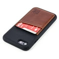 thumbnail image 1 of Dockem iPhone SE 2022, SE 2020 / 8 / 7 Silicone Case with Genuine Leather Card Slot & Built-in Metal Plate, 1 Card Holder Slot, Liquid Silicone, Black/Brown, 1 of 9
