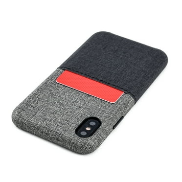 Dockem iPhone X / XS Luxe M1 Card Case; Built-in Metal Plate, 1 Lay-Flat Card Slot, Black/Grey