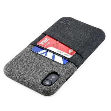 Dockem iPhone XS Max Luxe M2 Wallet Case; Built-in Metal Plate, 2 Card Holder Slots, Black/Grey