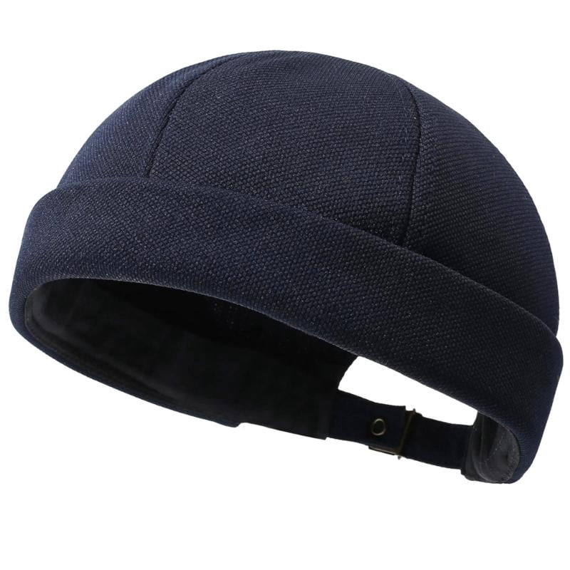 Docker Cap with Textured Woven, Round Brimless Hat with Folded Band ...