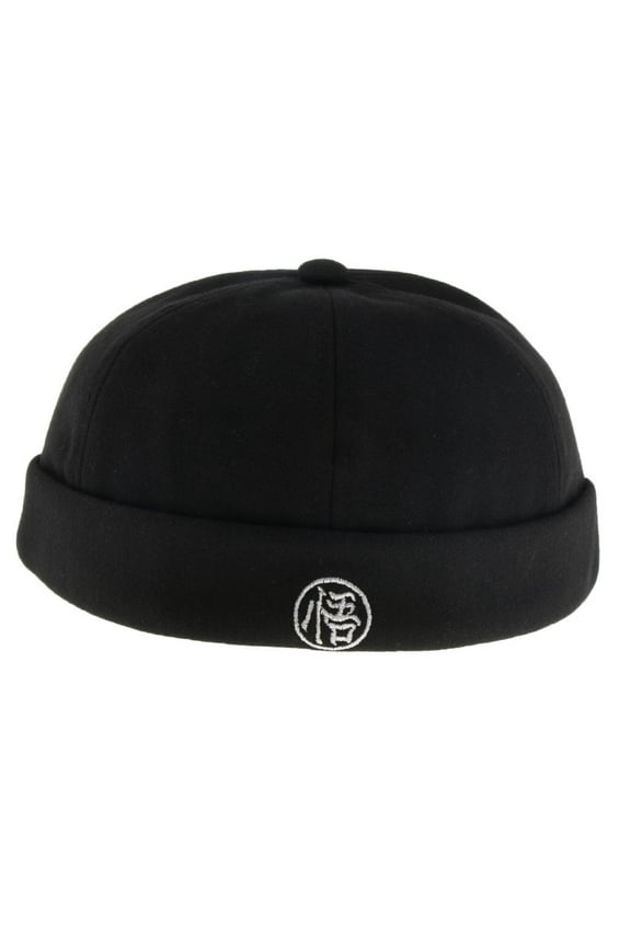Docker Hat Wool Felt Leon Beanie Adjustable - Black, as described