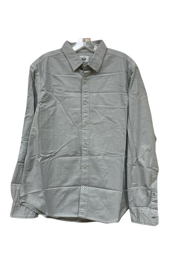 AQUA GREY Men's Slim-Fit Garment-Dyed L/S Oxford Shirt, US L