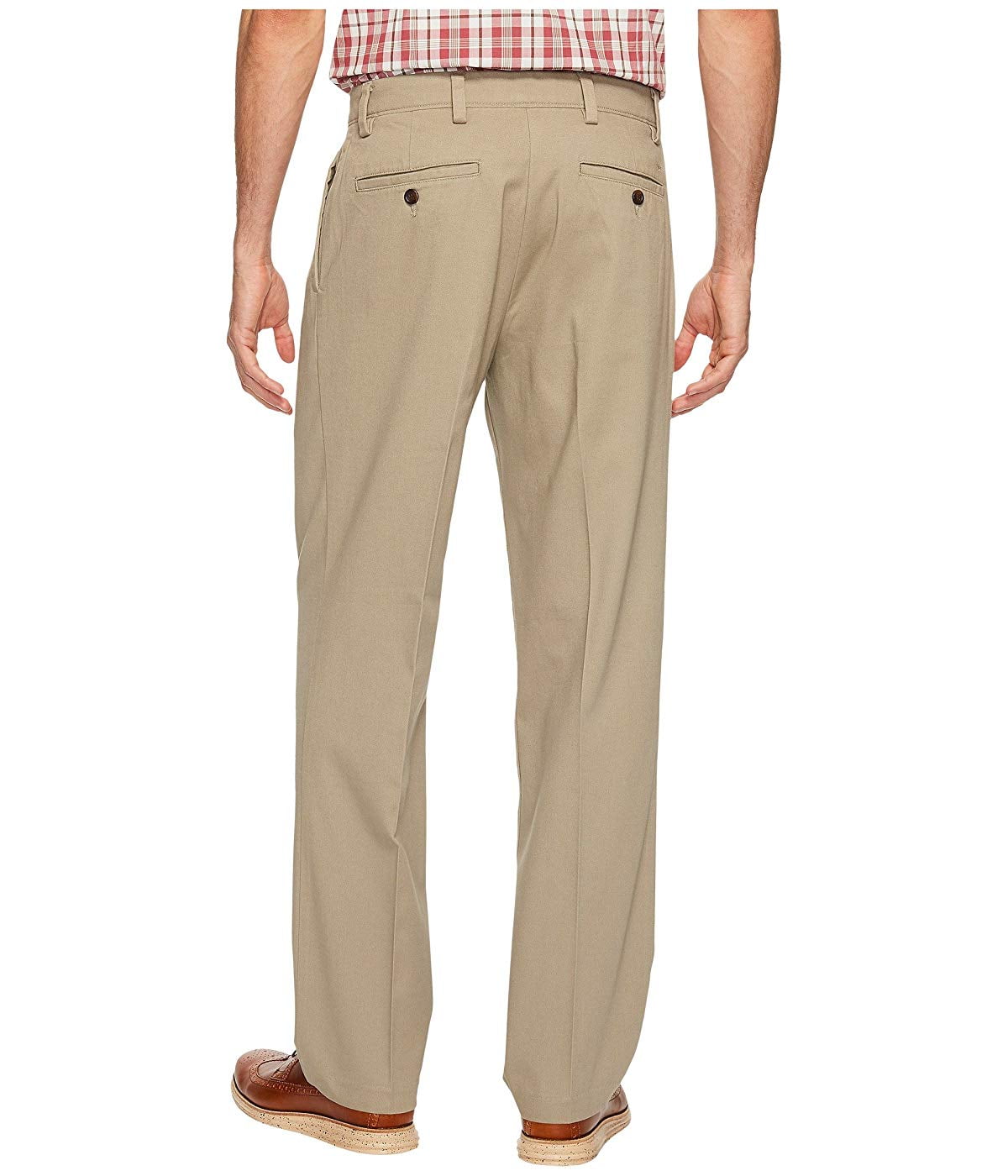 Men's Easy Classic Pleated Fit Khaki Stretch Pants Color: Timber