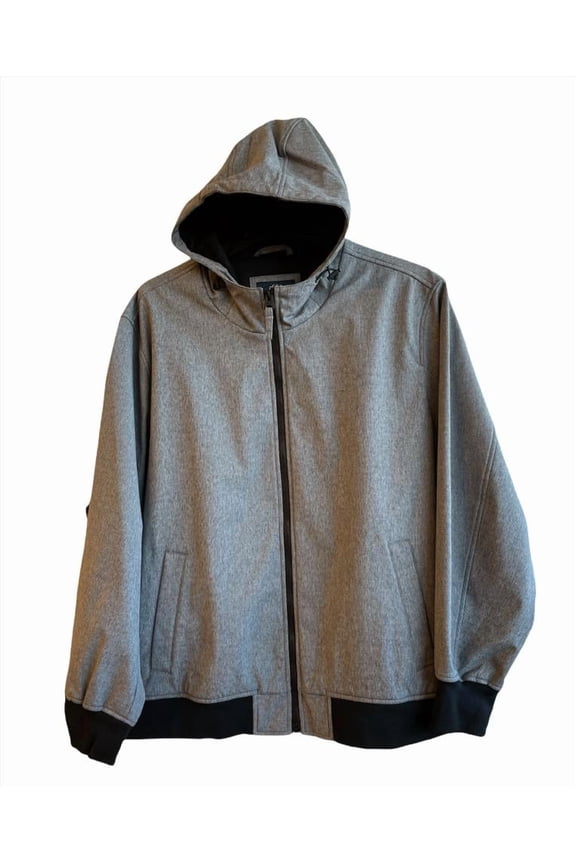 HEATHER GREY Men's Big & Tall Softshell Hooded Bomber Jacket, 3XL