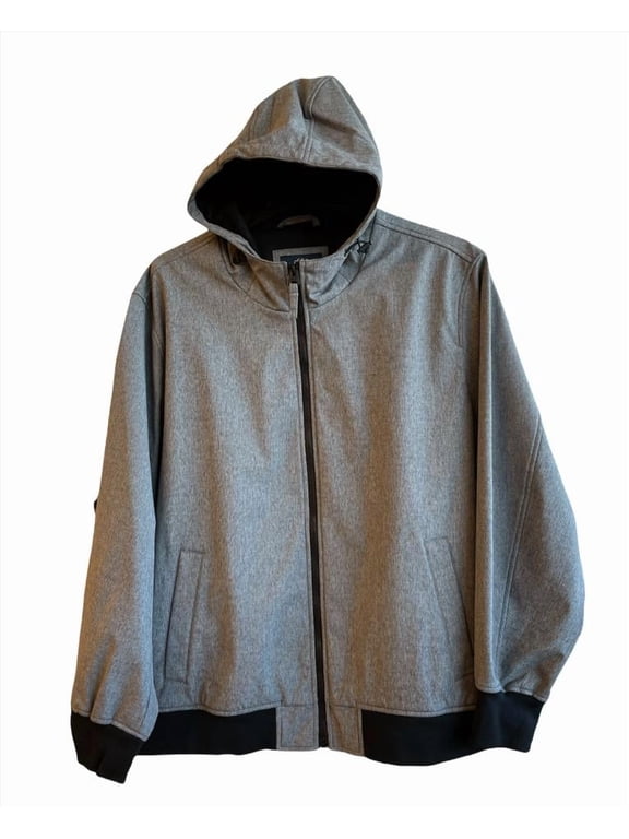 HEATHER GREY Men's Big & Tall Softshell Hooded Bomber Jacket, 3XL