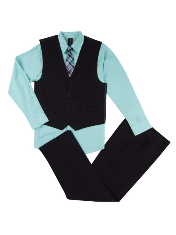Infant Boys 4-Piece Mint Black Dress Up Outfit Shirt, Tie, Vest & Pants