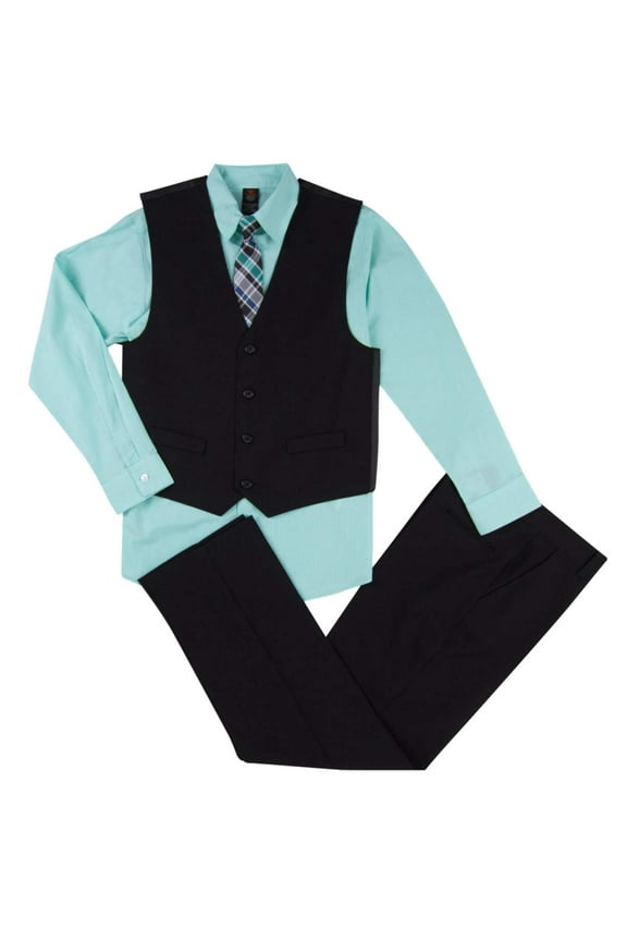 Infant Boys 4-Piece Mint Black Dress Up Outfit Shirt, Tie, Vest & Pants
