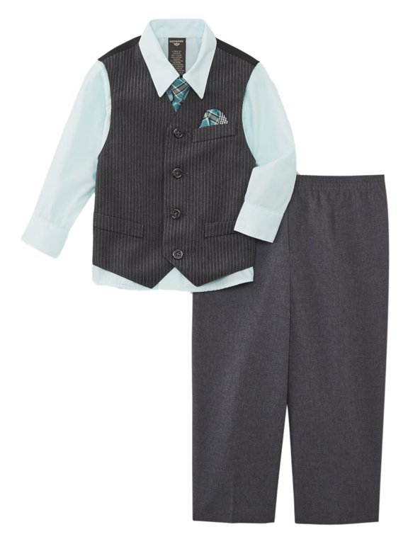 Infant Boys 4-Piece Sea Mist Dress Up Outfit Shirt, Tie, Vest & Pants