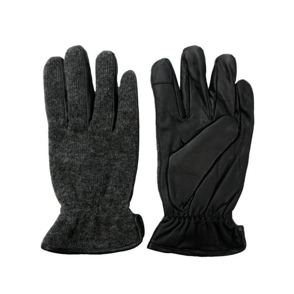 Dockers Intellitouch Mens Black Leather & Wool Text & Tech Touchscreen Gloves L