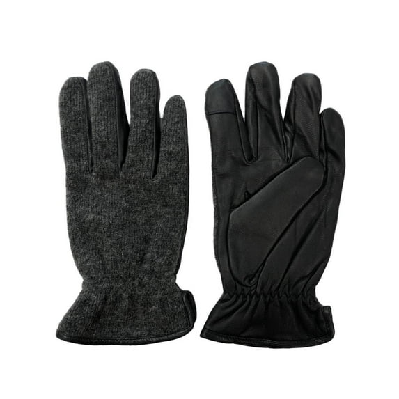 Dockers Intellitouch Mens Black Leather & Wool Text & Tech Touchscreen Gloves XL