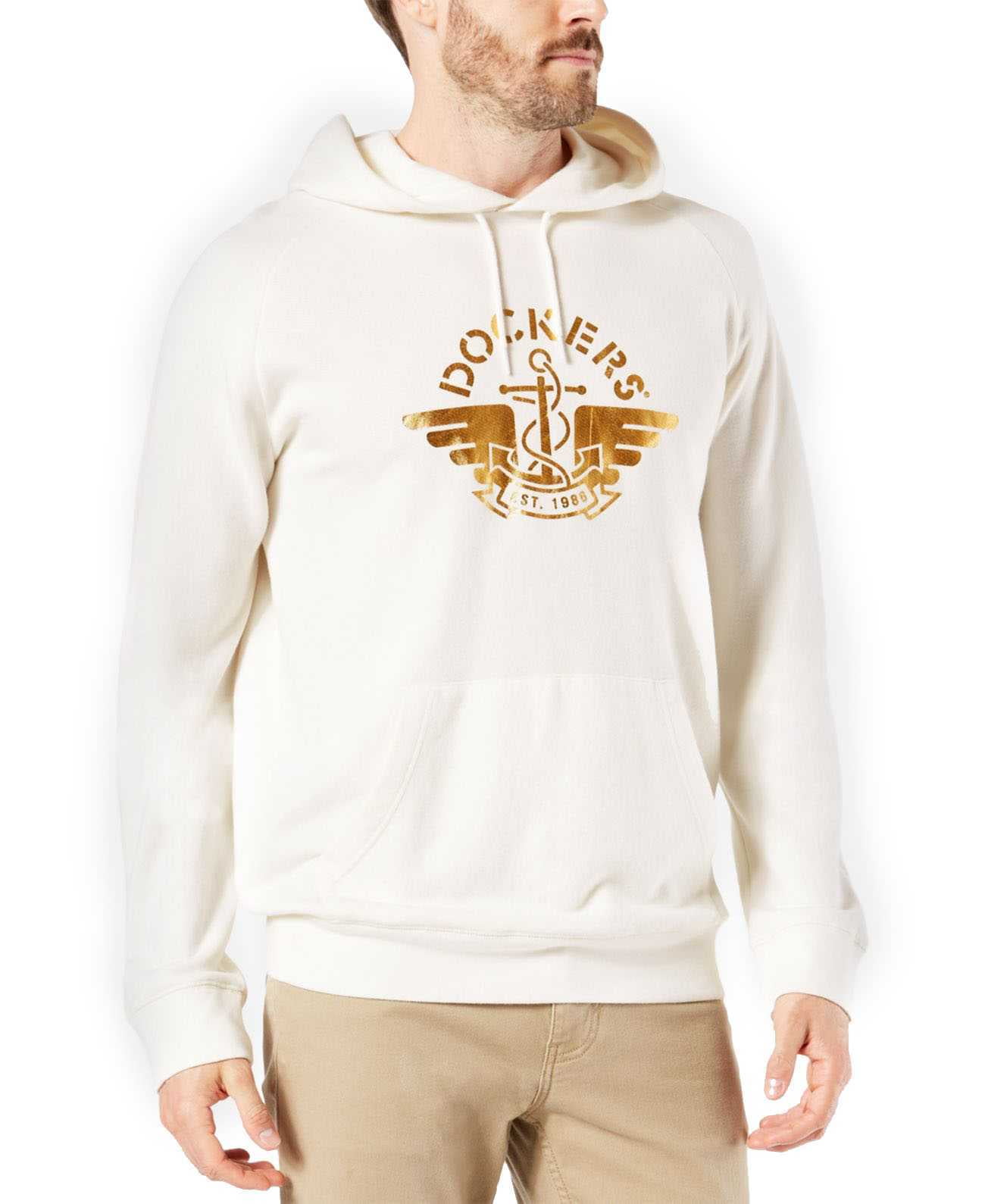 Dockers Men s Alpha Slim Fit Logo Hoodies White Large Walmart