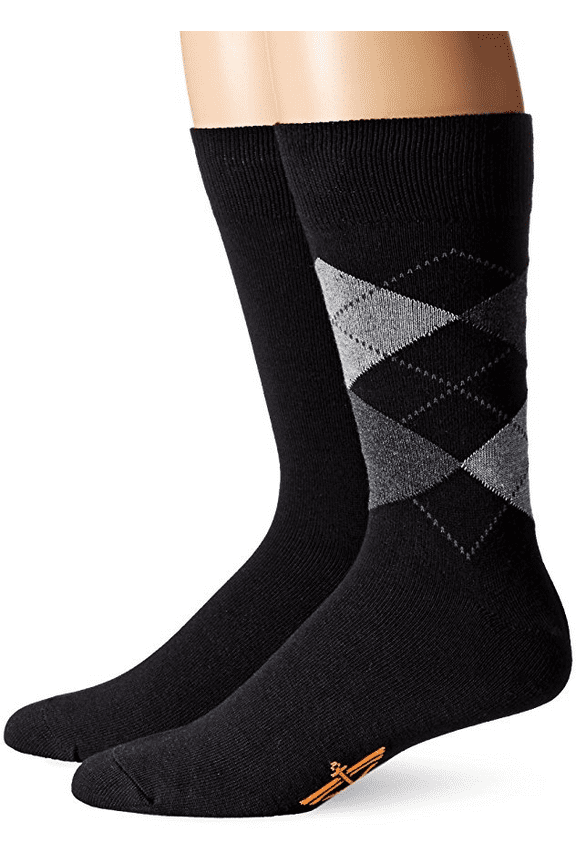 Men's Argyle Crew Socks, Charcoal, 2 Pair