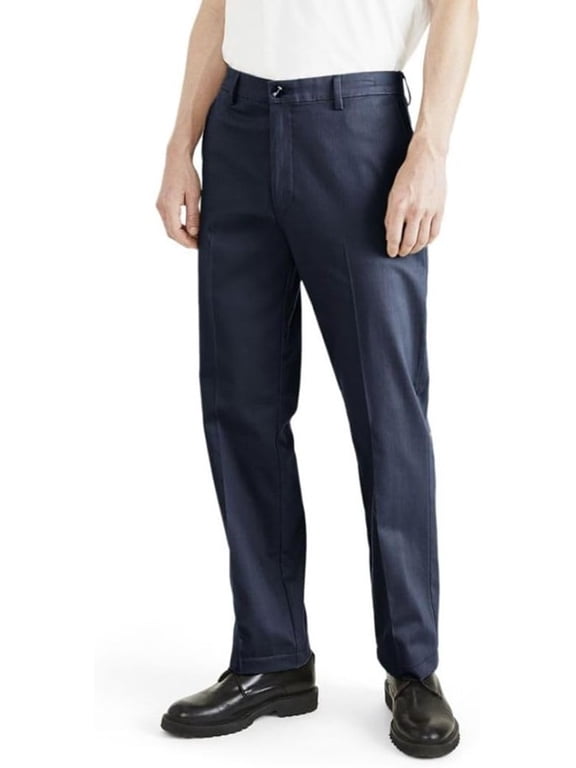 Men's Classic Fit Signature Iron Free Khaki with Stain Defender Pants Navy Blazer, 32W x 30L