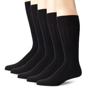 Dockers Mens Classics Classic Rib Crew Socks, Black, 5 Pair