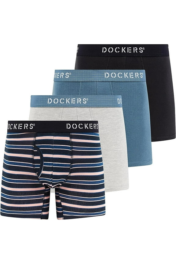 Mens Cotton Stretch Boxer Briefs  4-Pack Comfort & Support for All-Day Wear
