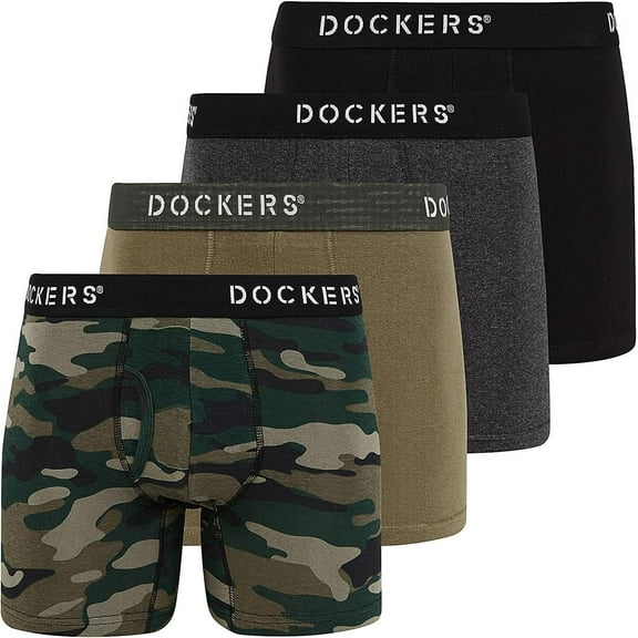 Dockers Men’s Cotton Stretch Boxer Briefs – 4-Pack Comfort & Support for All-Day Wear