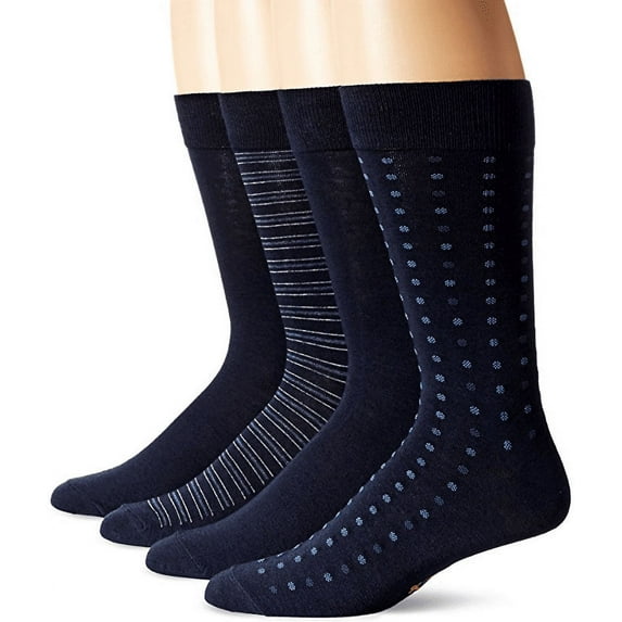 Dockers Men's Patterned Dress Socks, Navy, 4 Pair