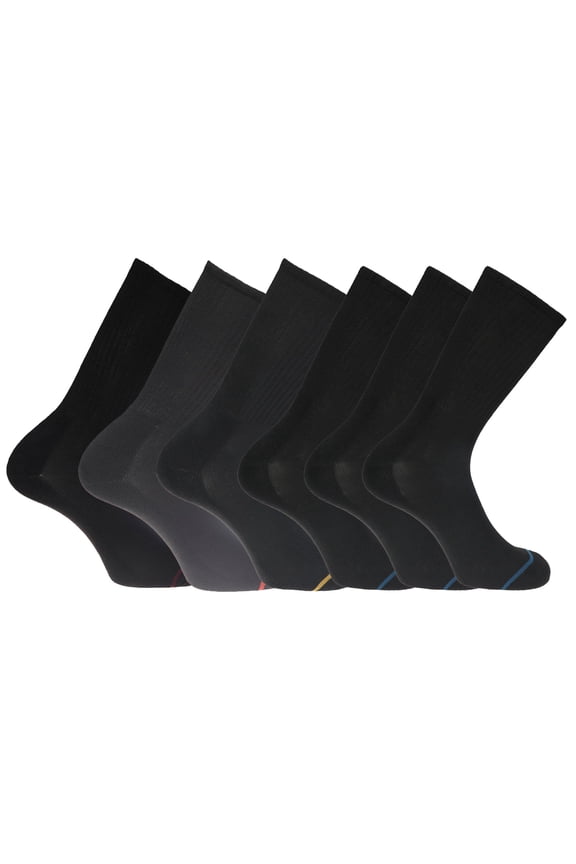 Men's Performance Socks - 3-Pairs and 6-Pairs Athletic and Dress Crew Socks for Men, White/Black (6 Pairs)