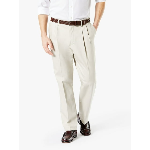 Dockers Men's Pleated Classic Fit Signature Khaki Lux Cotton Stretch Pants