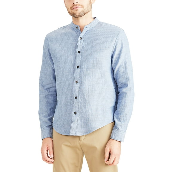 Dockers Men's Regular Fit Band Collar Shirt with Long Sleeves