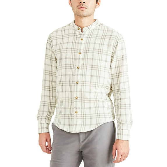 Dockers Men's Regular Fit Band Collar Shirt with Long Sleeves