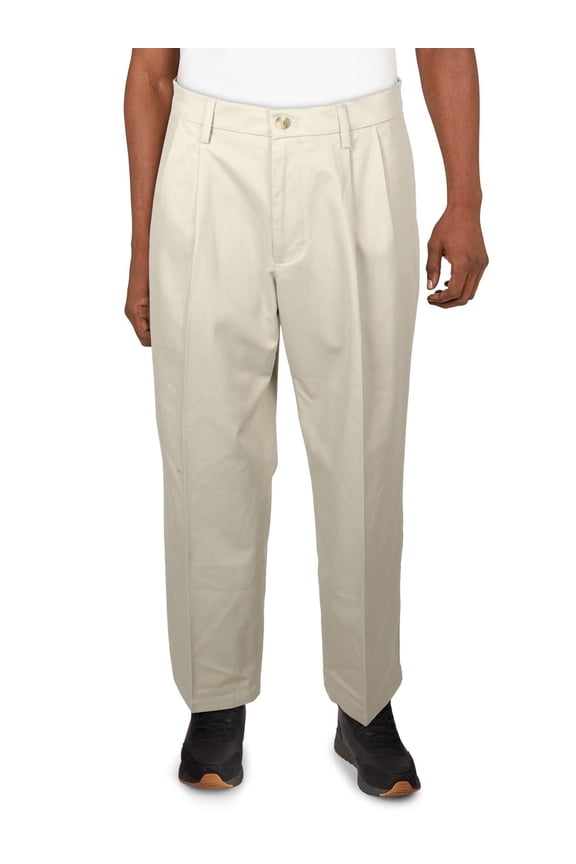 Men's Relaxed Fit Signature Khaki Lux Cotton Stretch Pants - Pleated