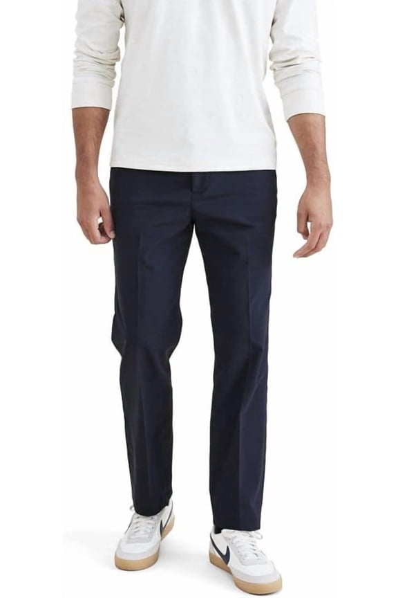 Men's Signature Go Straight Fit Khaki Smart 360 Tech Pants Beautiful Black, 46W x 30L