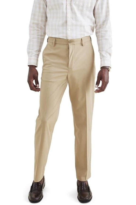 Men's Signature Go Straight Fit Khaki Smart 360 Tech Pants Harvest Gold, 36W x 34L