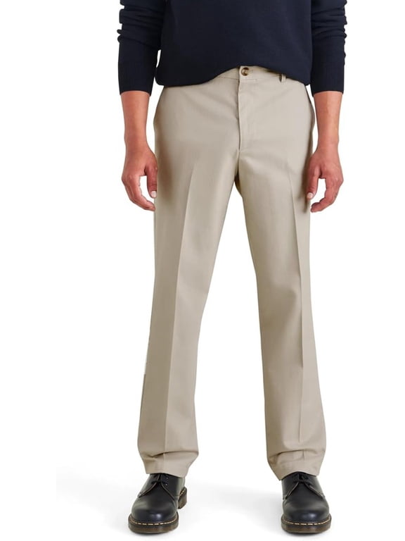 Men's Signature Khaki Classic Fit Iron Free with Stain Defender Pants Cloud SIze 48x30