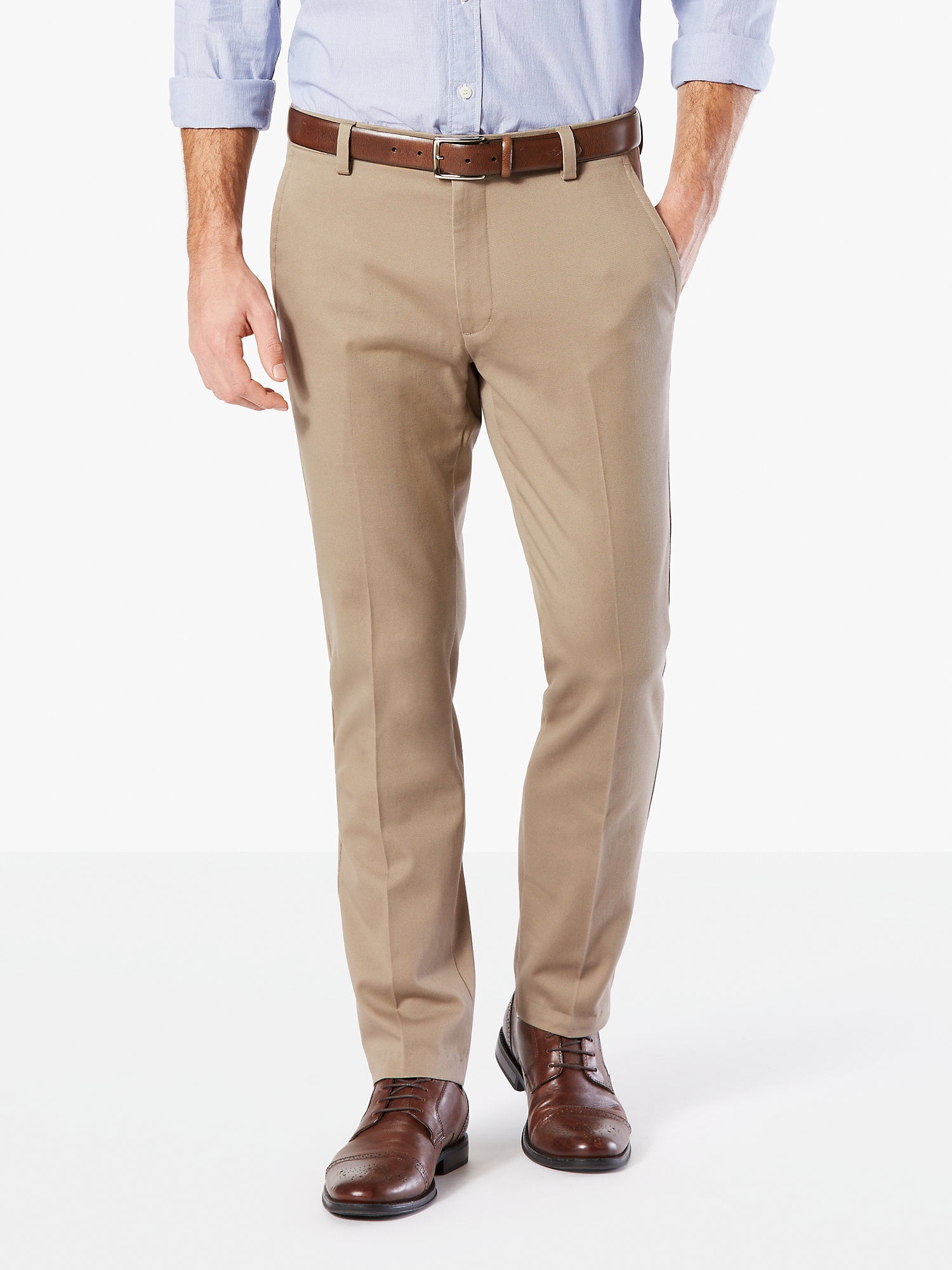 Dockers D1 Slim Fit Alpha Khaki Flat Front Pants, $68 | Macy's | Lookastic
