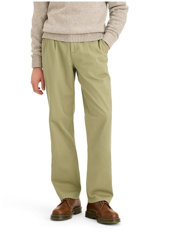 Men's Straight Fit Pleated Casual Chino Pants