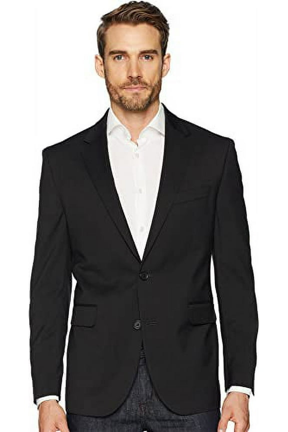 Men's Stretch Suit Separate, Pant, and Vest, Black Blazer, 46 Regular