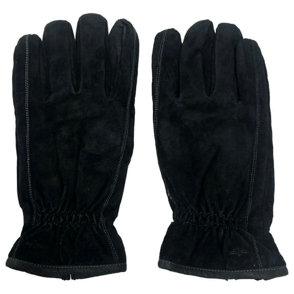 Dockers Mens Black Stitched Suede Leather Sherpa Lined Gloves Large