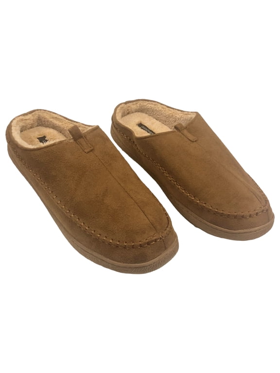 Mens Brown Whip Stitch Clog Slippers Micro-Suede House Shoes XXL (13)
