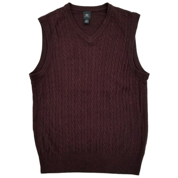 Dockers Mens Cabernet Red Soft Acrylic V-Neck Cable Knit Sweater Vest S