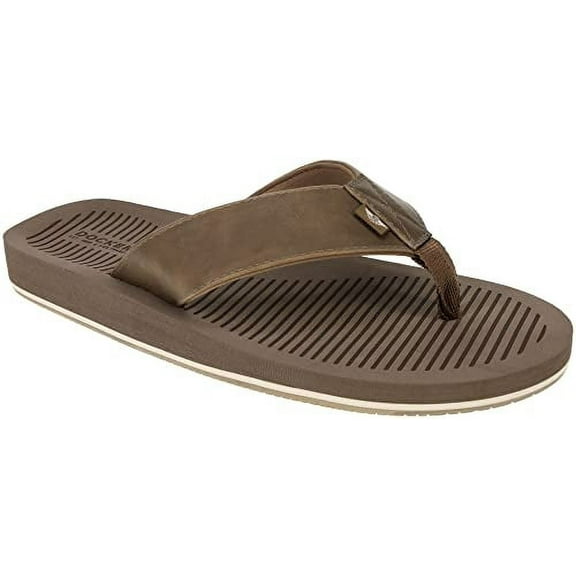 Dockers Mens Etched Flip Flop Sandal, Taupe, Size 8