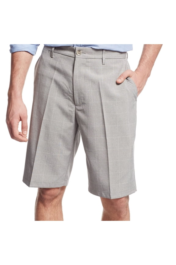 Mens Flat-Front Casual Chino Shorts, Grey, 30