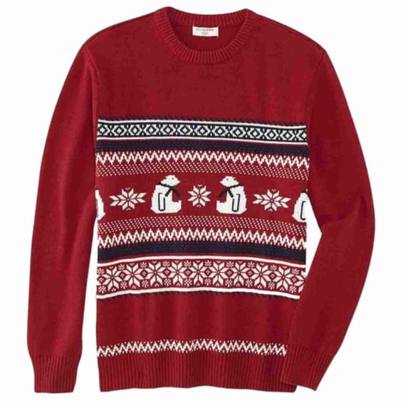 Dockers Mens Red Polar Bear & Snowflakes Christmas Sweater L