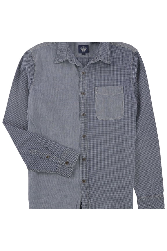 Mens Slim-Fit Plaid Casual Shirt Blue S
