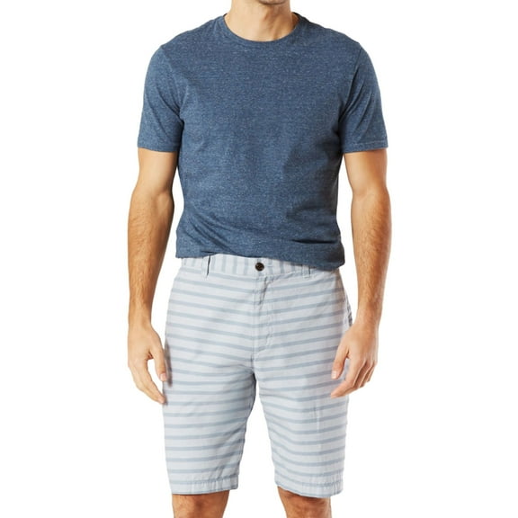Dockers Mens Striped Casual Walking Shorts, Blue, 40
