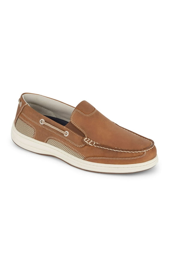 ® Tiller Men's Leather Water Resistant Boat Shoes Color: Dark Tan Size: 10.5