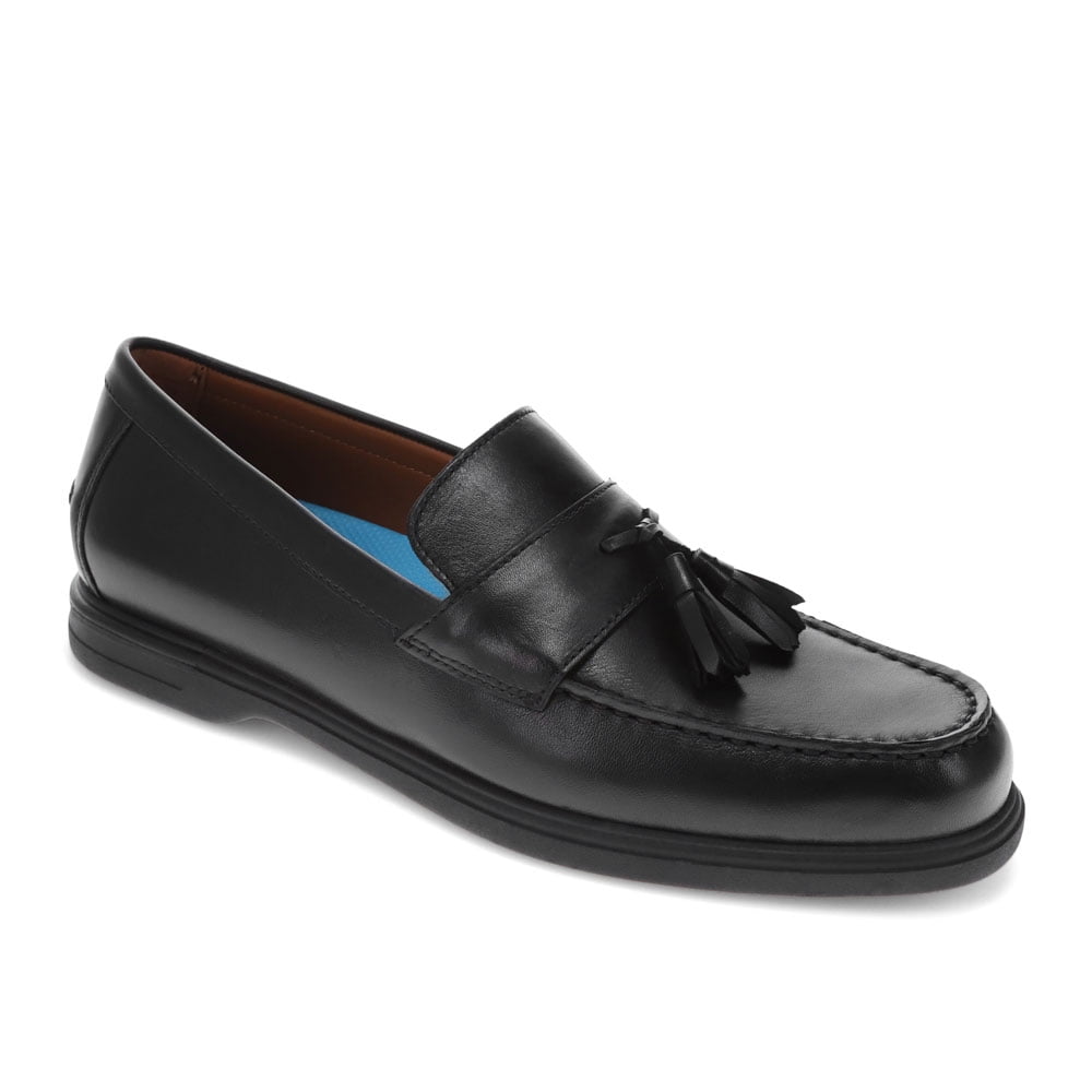 Men's 35162 Leather Lining Classic Slip On Loafers Shoes, Black, 8 