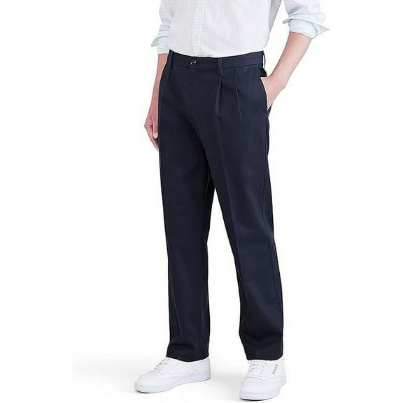 Men's Dockers Signature Iron Free Stain Defender Classic-Fit Khaki Pleated Pants Color: Navy Blazer Size: 38X30