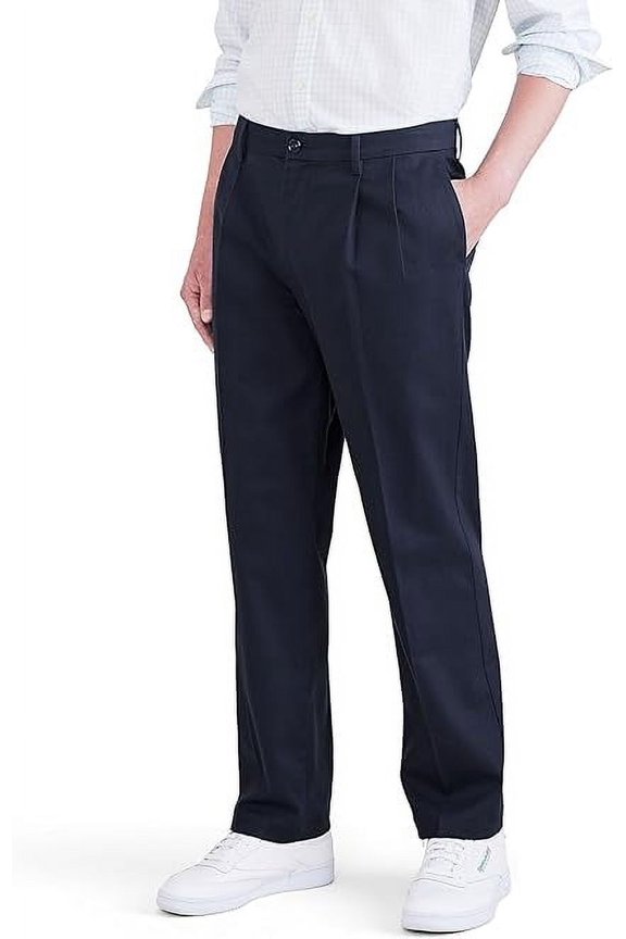 Men's Dockers Signature Iron Free Stain Defender Classic-Fit Khaki Pleated Pants Color: Navy Blazer Size: 38X30