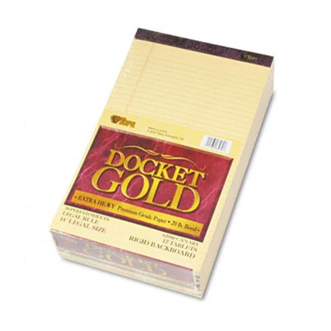 Docket Gold Ruled Perforated Pad Legal Rule/Size Canary 50-Sheet Pads Dz - Canary - Legal Rule/Size