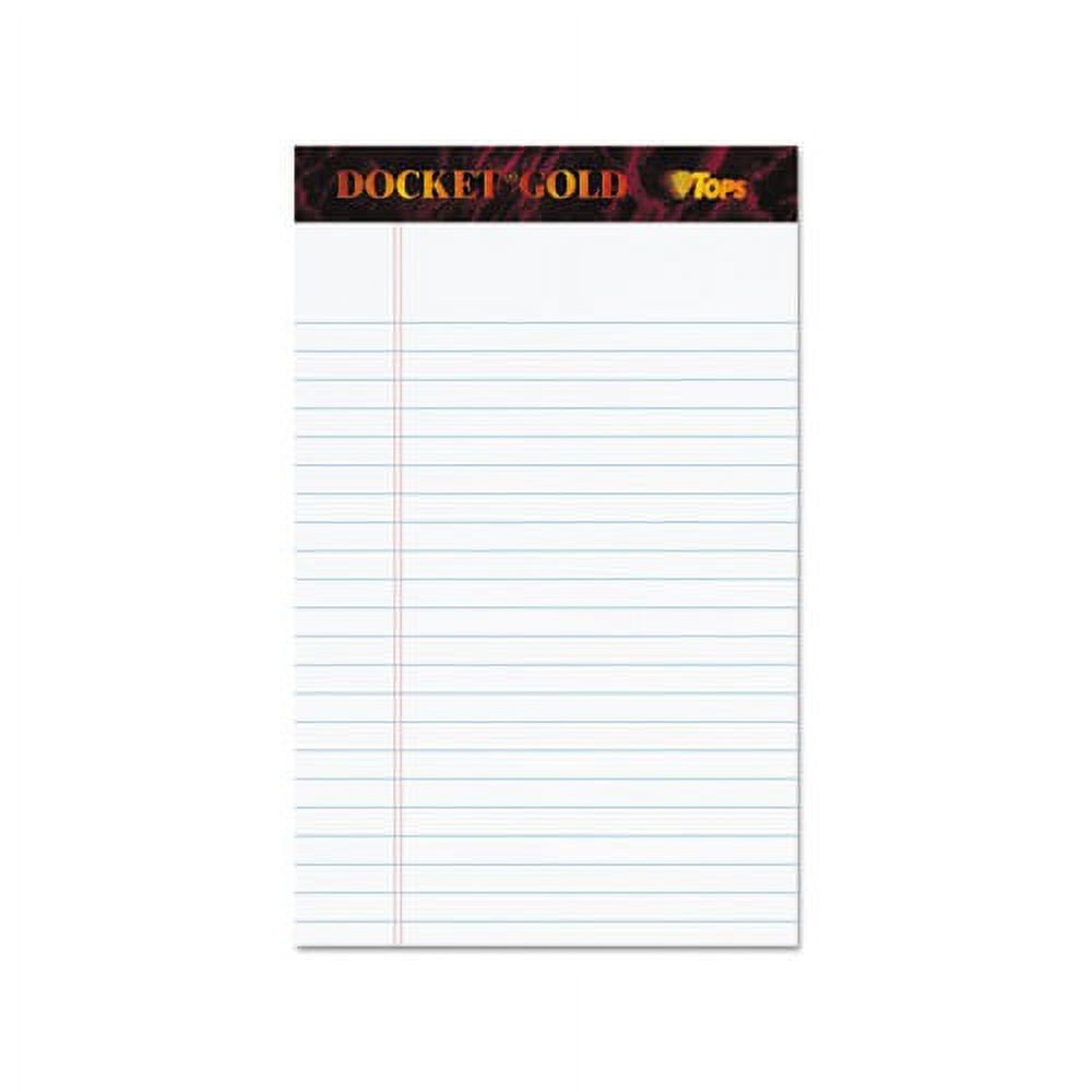 Docket Gold Ruled Perforated Pads Narrow Rule, 5 x 8, White, 50 Sheets